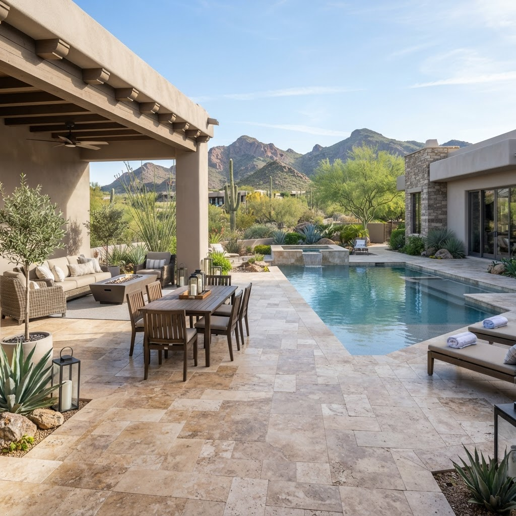 Sparkling clean patio after power washing service